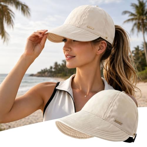 Wide Brim Sun Visors Hats for Women UPF 50+ Sun Hat for Beach Travel Beige - image 2
