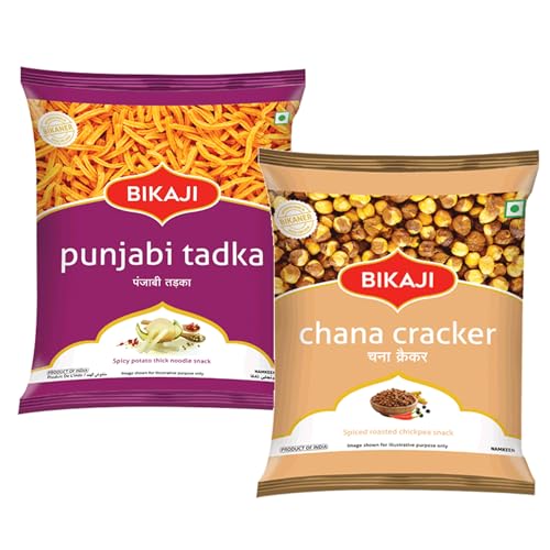 Bikaji Punjabi Tadka & Chana Cracker Combo – 400g | Ready to Eat Indian Namkeen | Crunchy Tea-Time Snack, Bar Snack & Party Mix | Spicy & Crispy Munchies for Sharing, Travel & Everyday Snacking