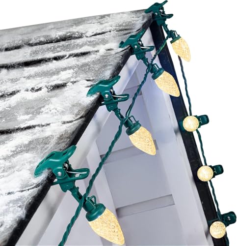 C9 LED Christmas Lights Outdoor with 100 Spring Clips, 65FT