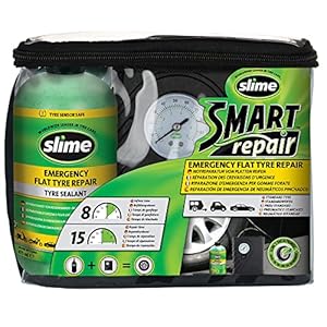 Slime CRK0305-IN Flat Tyre Puncture Repair, Smart , Emergency Kit for Car Tyres, Includes Sealant and Inflator Pump…