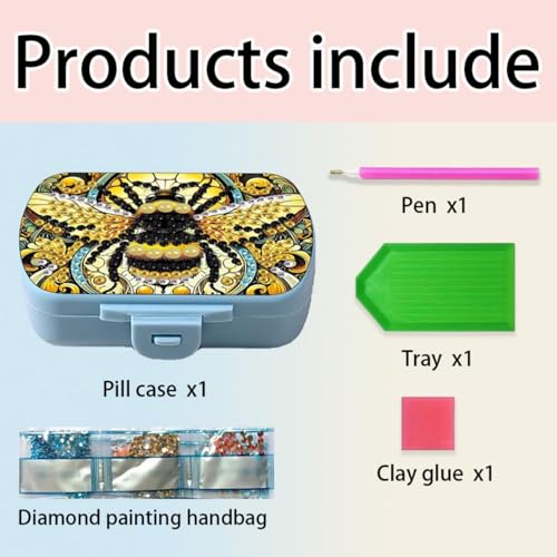 Image of ARTopet Diamond Art Painting Mini Storage Box with 6-Grid Creative Design Compact Portable Small Case for Purse Travel Daily (Bee)