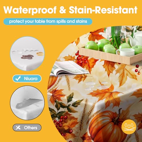 Image of Niuara Fall Pumpkin Plastic Table Cloth - 4 Pack 54 inch x 108 inch Rectangle Disposable Tablecloths for 6FT Tables, Table Cover for Party, Holiday & Gathering Use