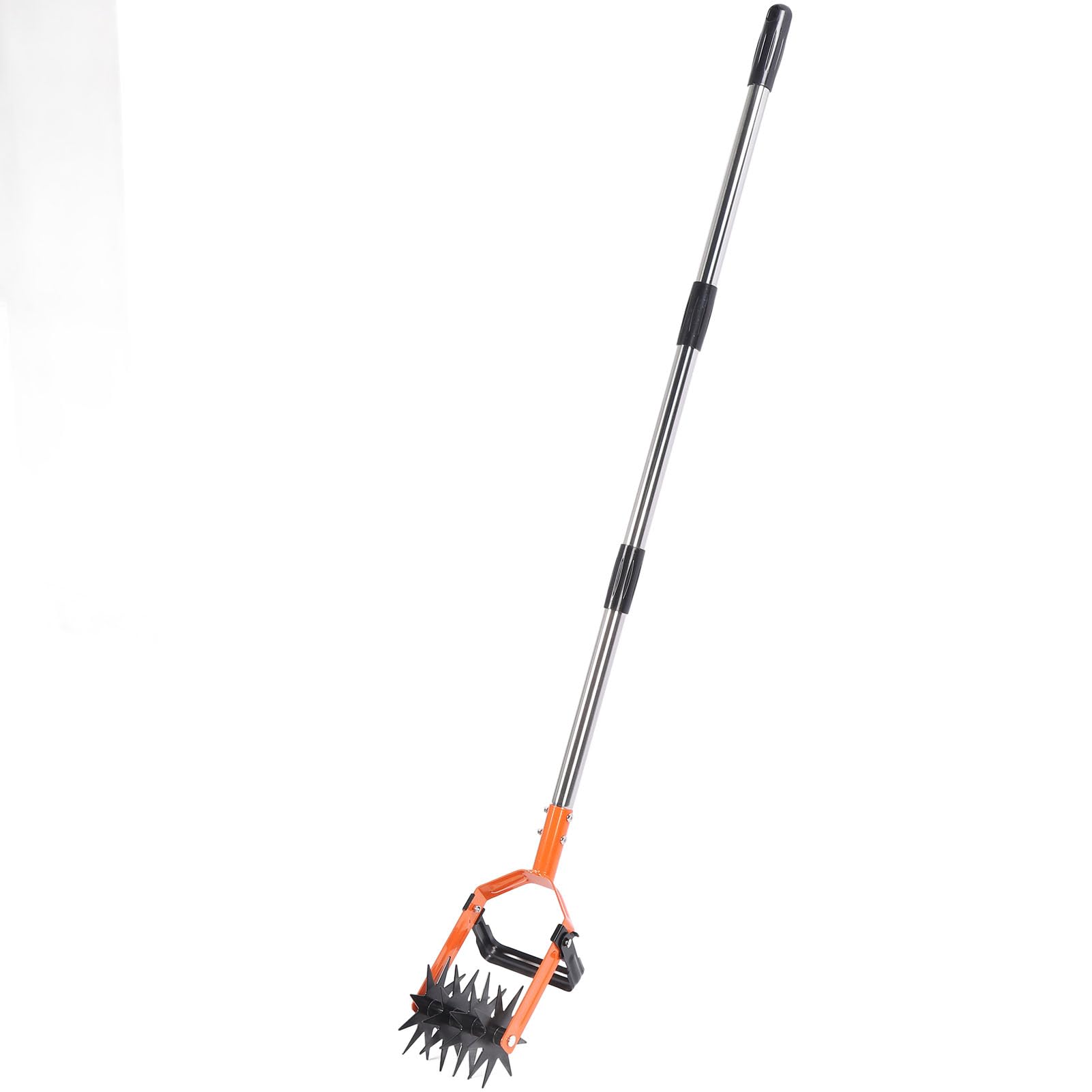 Cultivator Garden Tiller, Adjustable Stainless Steel Poles Hand Tiller for Soil Mixing or Reseeding Grass Lawn Tool, Garden Soil Loosener with Weeding Blades for Mixing (3 Sections)