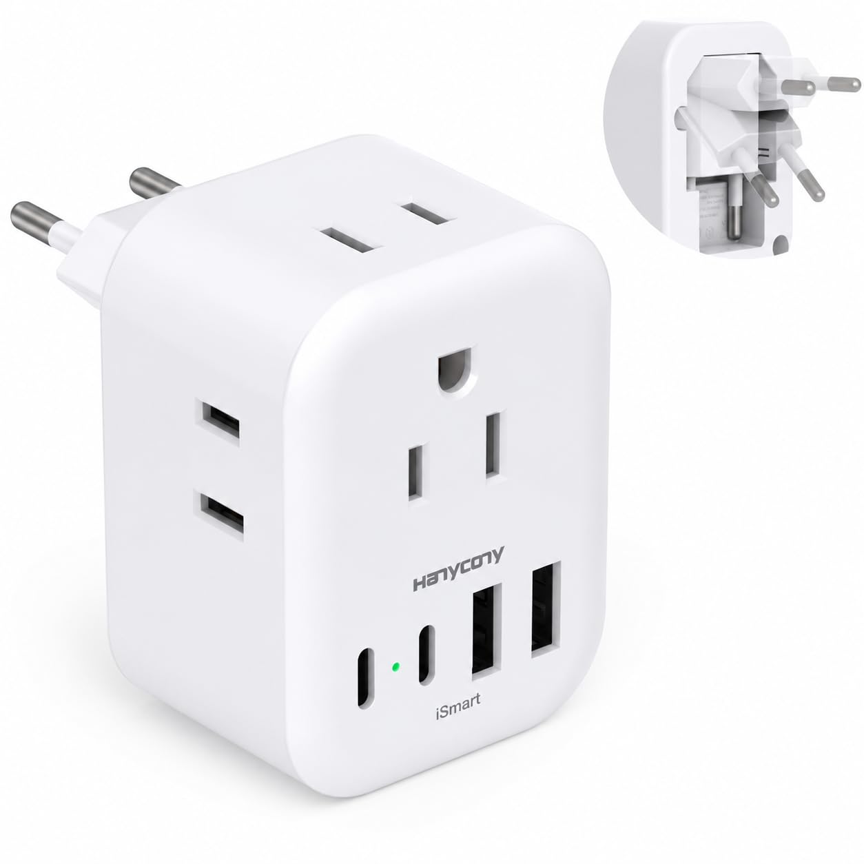 European Travel Plug Adapter, Foldable Type C Adapter for US to Most Europe