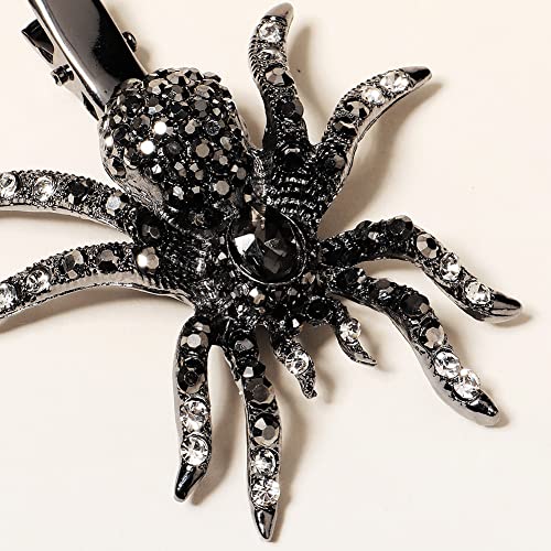 Xerling Gothic Spider Halloween Hair Clip For Women And Girls Black Gem Hair Piece Alligator Hair Clip Duckbill Barrette (Spider A) #TOP1
