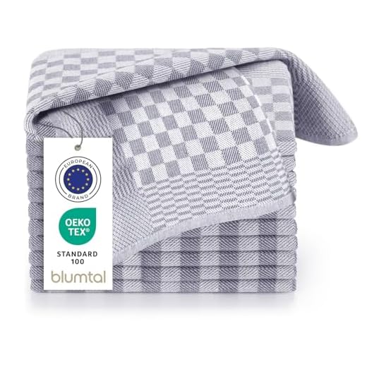 Blumtal - Set van 10 Theedoeken - 100% Katoen - 50 x 70 cm - Grijs Geruit - Hoogwaardige handdoekenset