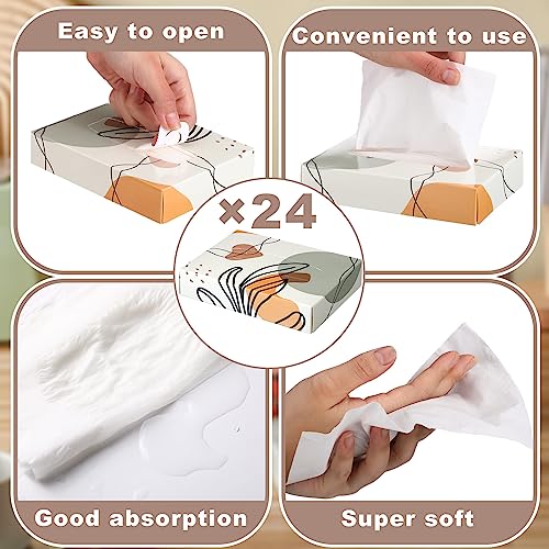 Image of Yinder 24 Packs 960 Sheets Tissue Cube Car Facial Boxes Disposable Facial Travel Tissues Holder Soft Watercolor Boxes 2 Ply 40 Sheets for Wedding Household Car Kitchen Bathroom(Elegant)