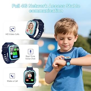 Kids Smart Watch，4G Smartwatch with GPS，800mAh Battery, Video Calls, SOS，LED Flashlight，Classroom Mode,Games,Camera, IP68 Waterproof，Kids Watch for Boys Girls Toys Birthday Gifts for 4-12 Years Old