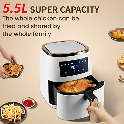 ZXSXDSAX Luchtfriteuses 5.5L Multifunctional Hot Air Fryer Household Electric Oven Fully Automatic Electric Fryer 360° Thermal Cycling - Afbeelding 6