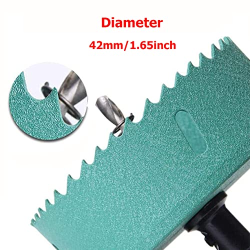 SagaSave 42mm Bi-Metal Hole Saw with Corn Hole Drilling Hole Cutter,Heavy Duty Hole Cutter for Wood,Metal,Stainless Steel,Plastic,Drywall,Fiberboard 1PCS-Green - Image 2