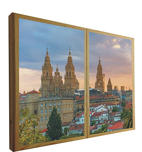 Falsche Fenster mit LED-Licht, Kathedralansicht von Santiago de Compostela