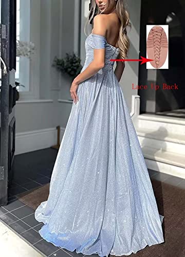 Off Shoulder Sweetheart Glitter Prom Dresses Long Ball Gowns for Women Formal Slit Maxi Wedding Formal Evening Dress4