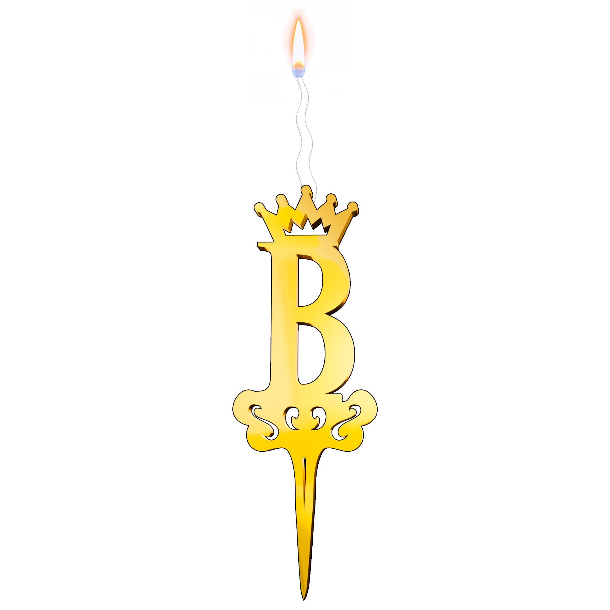 Gold Glitter Letter B - Luxury Cake Topper Candle for Birthdays, Weddings & Anniversaries - Reusable Food Safe Acrylic, Shiny Mirror Finish - Happy Birthday Cake Topper Decor
