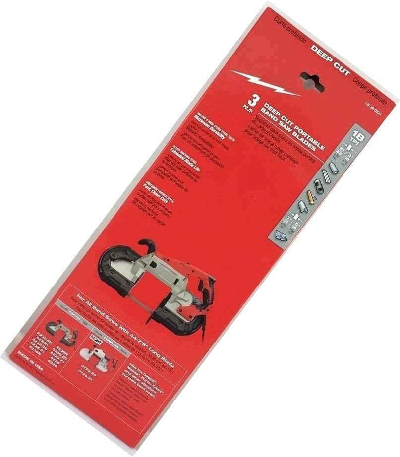 48-39-0521 Band Saw Blade for Milwaukee 48-39-0521 44-7/8 18-TPI Bi-Metal Deep Cut Band Saw Blade - 3 Pack for Metal Cutting