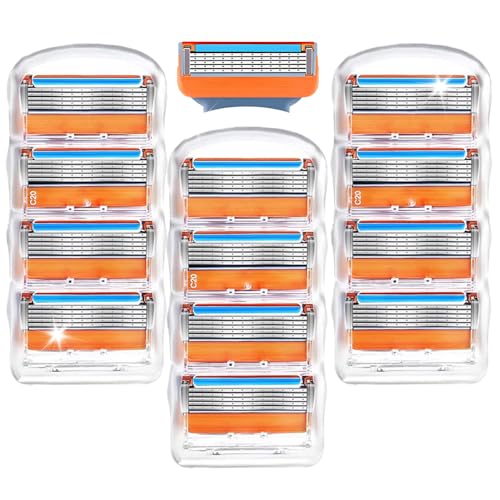 ジレット 替刃 フュージョン プログライド 替刃 互換品 髭剃り ひげそり 5枚刃 低刺激・摩擦軽減設計 (赤橙色 12個)
