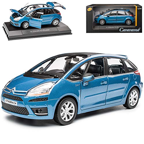 Cararama Citroen C4 Picasso Blau 1. Generation 2006-2013 1/24 Modell Auto mit individiuellem Wunschkennzeichen