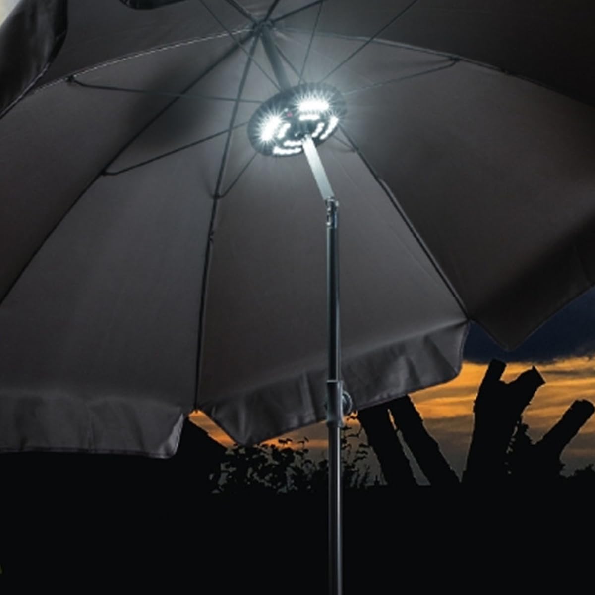 Gorise Lampe Parapluie Rechargeable USB 400 Lumens 28 Lampes De Jardin étanches Batterie 2200 MAh 3 Modes Clip Réglable Camping Plage Terrasse Blanc
