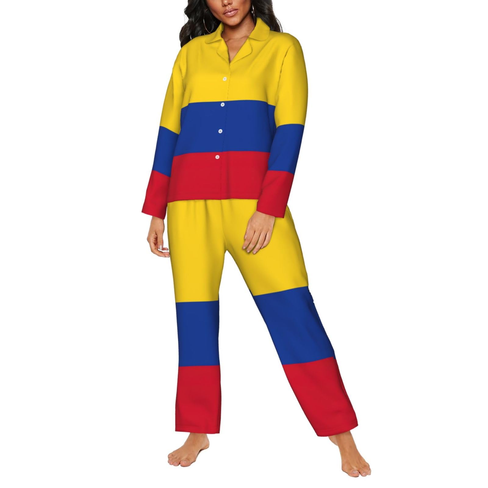 Conjunto de pijama de manga larga con estampado de la bandera de Colombia