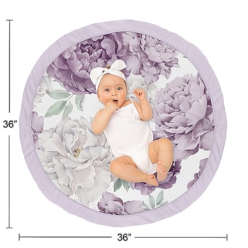 Image of Sweet Jojo Designs Lavender Purple Boho Shabby Chic Floral Girl Baby Play Mat Tummy Time Activity Infant Playmat Playpen Tent Teepee Floor Violet Ivory Bohemian Vintage Garden Watercolor Flower Nature