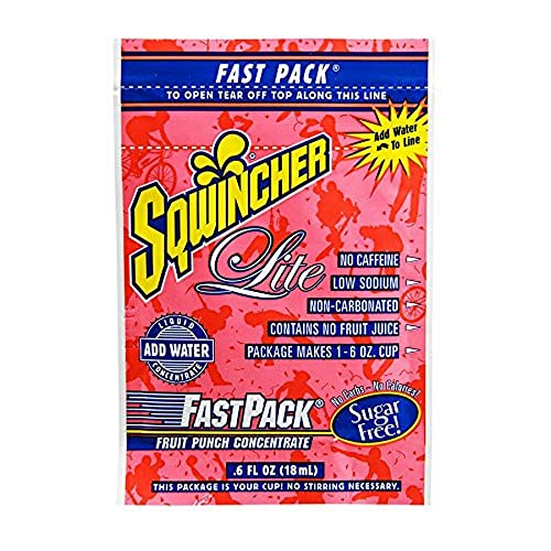 Sqwincher 015501-FP Fast Pack LITE Liquid Concentrate, Yields, Lite Fruit Punch, 60 oz. (Pack of 50)