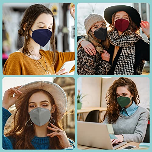 Image of XDX KN95 Face Masks, 50 Pack Individually Wrapped Multicolor Face Masks for Men and Women, 5 Layers Breathable Masks Disposable, Filter Efficiency ≥95% (Medium Size)