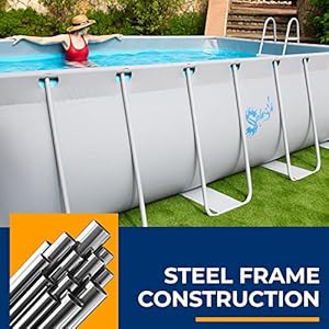 SereneLifeHome 17 Foot Pool Above The Ground Steel Frame, Swimming Pool, Durable Corrosion and Puncture Resistant, w/Ladder, Filter, Cover, Plastic Spare Parts 17’ x 9’ x 42” SereneLifeHome 17 Foot Pool Above The Ground Steel Frame Swimming Pool Durable Corrosion and Puncture Resistant wLadder Filter Cover Plastic Spare Parts 17 x 9 x 42