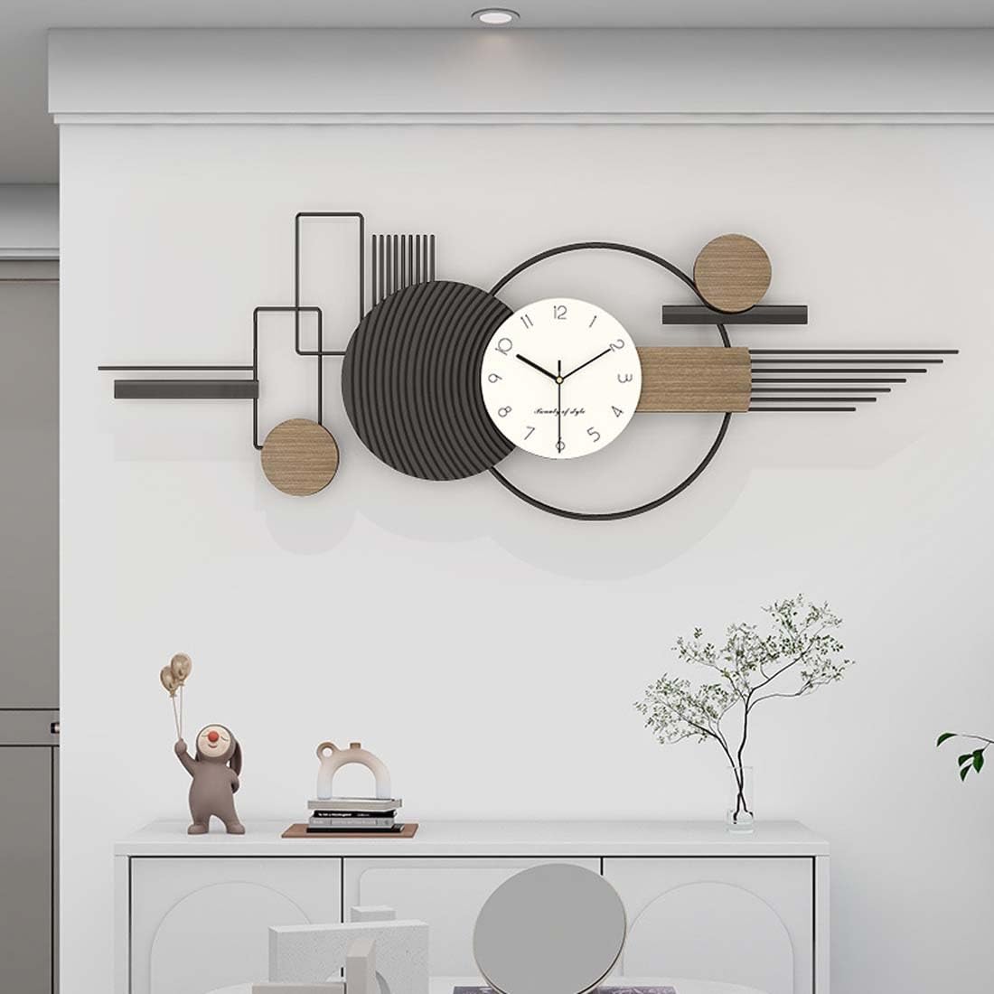 Grande orologio da parete - Orologio al quarzo silenzioso bianco e nero for soggiorno, ufficio, camera da letto, design elegante, durevole e decorativo(130 * 45cm)
