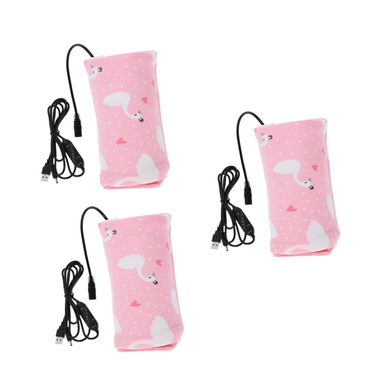 Toddmomy 3 Piezas Cubierta de Aislamiento Bolsa para biberón Mantener Caliente la Leche del bebé Cubierta aislada de biberón Bolsa de Aislamiento de calefacción USB Rosa