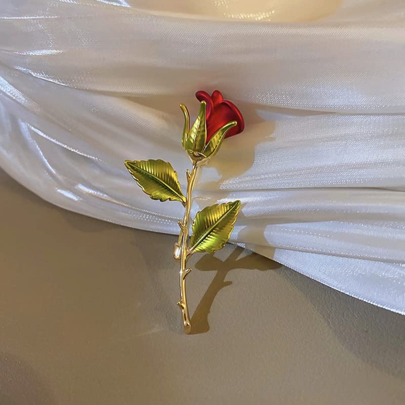 Rose Brooch for Women Flower Brooch Pin for Girls Enamel Brooch for Dress Suits Red Rose Brooches for MomWife Sister 7