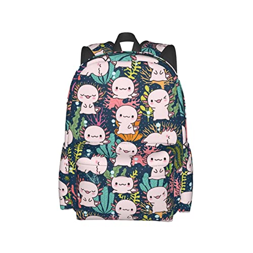 MISOLAXI Axolotl Backpack Casual Daypacks College Bag Laptop Backpacks Backpacks for Boys Girls Children and Adult with Adjustable Padded Straps