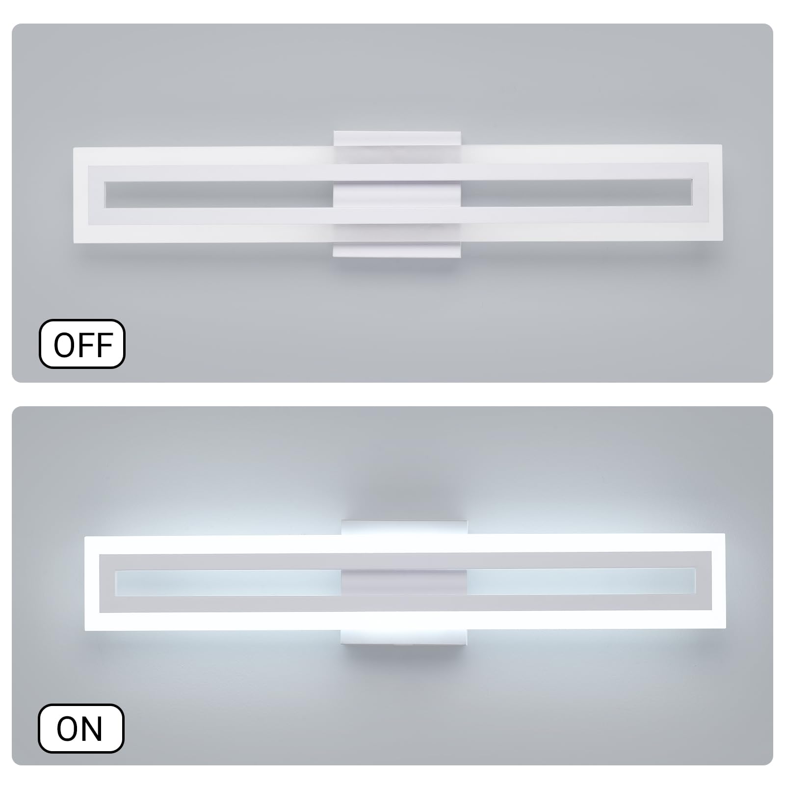 Lampe Miroir Salle de Bain 60CM LED Applique Murale Blanc, 20W Éclairage 2000LM Blanc Froid 6000K, IP44 Étanche Luminaire dessus Lavabo Vanity Light pour Douche Vasque