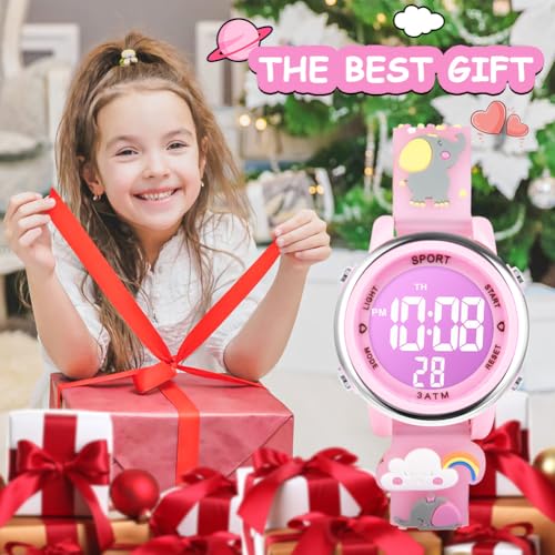 Vicloon Kids Watch, Toddler Digital Watch, Digital Watch LED Electrical Watches 7 Color Lights Watch Sport Outdoor with Alarm Stopwatch Unicorn Toys Gift for 6-12 Year Girls Children Wristwatch 6