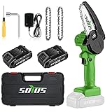 Mini Chainsaw Cordless 4 Inch Mini Chain Saw SOYUS Small Chainsaw with Safety Lock, Rechargeable Mini Lithium Chainsaw Electric Handheld Chainsaw Portable Chain Saw Tree Trimming Branch Wood Cutting