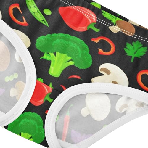 Colorful Vegetables Broccoli Black Little Girl Panties Girls Underwear Toddlers Cotton Bright Briefs Kids Undies 2t4