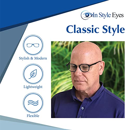 Image of In Style Eyes Modern Reading Glasses - Full-rimmed, Classic Oval Style, Lightweight Frame with Metal Spring Hinges - Grey - 2.5x