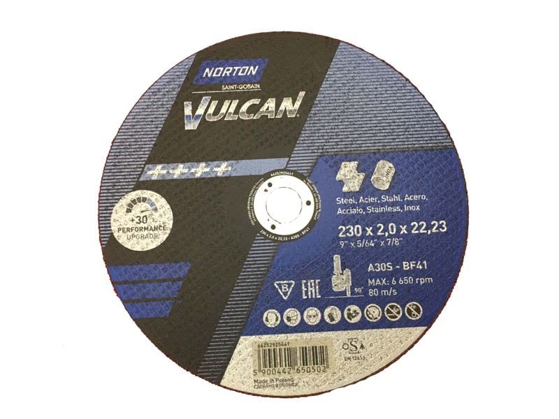 Norton - Disco corte amoladora metal inoxidable diámetro 230 2,0x22,23