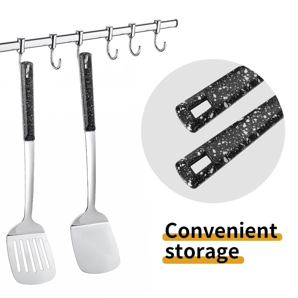 2-teiliges Metallspatel-Set, Küchenutensilien, Kochutensilien, Pfannenwender, Schlitz-Küchenspatel, Edelstahl, Kochutensilien, ideales Kochgeschirr für Fisch, Eier, Pfannkuchen