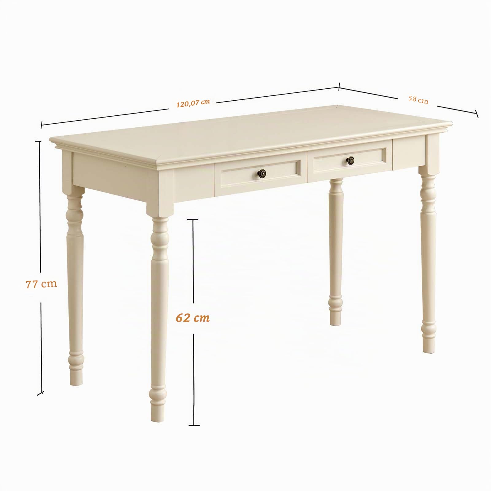 Escritorios de Madera Maciza Blanca con cajones, 120cm