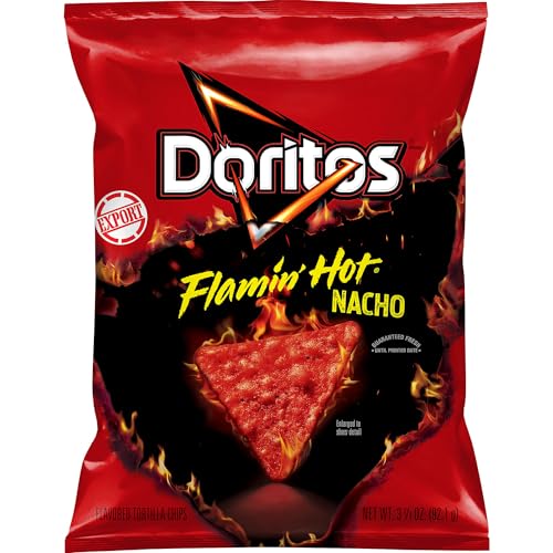 Doritos Flamin Hot Nacho Tortilla Chips 3.25 OZ (92g) - Export (Pack of 4)