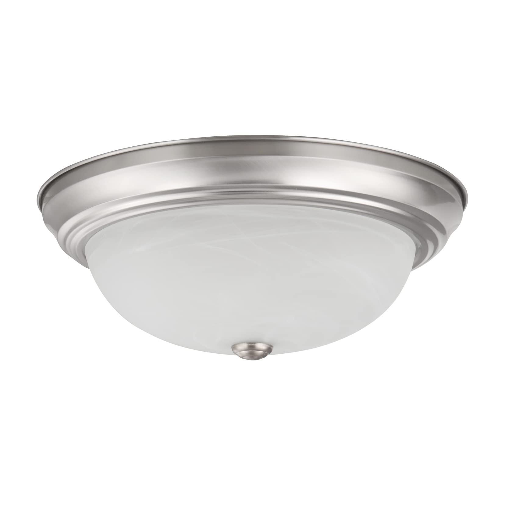 Photo 1 of Aspen Creative 63024-09-1, 3-Light Flush Mount/Brushed Nickel Finish w/Alabaster Glass, 15" Dia., E26 Socket/60 Watts, Bulb Not Included