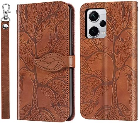 Etui Rostsant Xiaomi Poco X5 / Redmi Note 12 5G wytłoczone drzewo PU skórzane Redmi Note 12 5G portfel z klapką dla Xiaomi Redmi Note 12 5G / Xiaomi Poco X5 5G - Niebieski