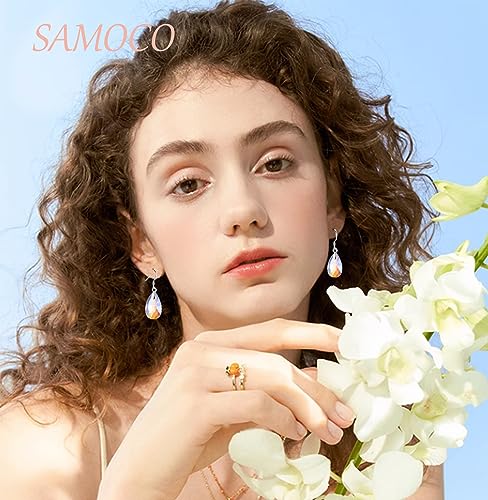 SAMOCO 16 Pairs Drop Dangle Earrings Set for Women Rainbow Crystal Earrings Teardrop Dangle Hook Earrings Hypoallergenic Jewelry4