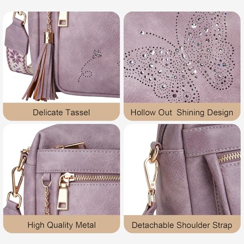 Crossbody Bags for Women Trendy Leather Crossbody Purse Shoulder Handbags Butterfly Design4