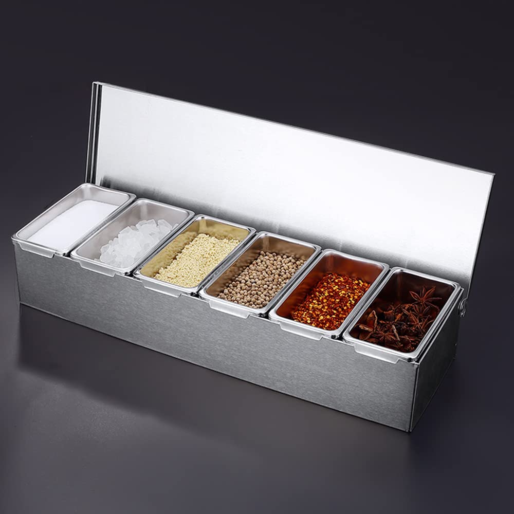 1 Pz 7 Pezzi/set Scatola Di Condimento Rotante Set Sale, Pepe, Contenore Per Spezie Per La Conservazione Della Cucina, Barattoli Di Vetro Con Coperchi Sigillati | SHEIN ALIA