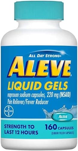 Aleve Cápsulas de naproxeno sódico de gel líquido 220 mg AINE analgésicoreductor de fiebre