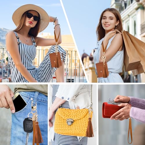 Image of KNGITRYI Small Wristlet Wallets for Women RFID Credit Card Holder Wallet Keychain Wristlet Wallet Credit Card Wallets for Women (Light Brown)