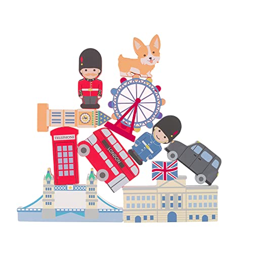 Wooden Stacking Toys - Balancing Toy with London Bus, Big Ben, Buckingham Palace, Black Cab and more - Wooden Toys for 1 Year Old, Toddler Toys - Early Development & Activity Toys by Orange Tree Toys