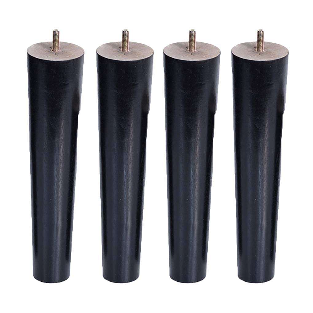 FCXURKOD Solid Wood Table Legs Set of 4 Conical Replacement Furniture Feet for Sofa Bed Cabinet - M6 Thread Black/Oblique Cone Design& Stylish
