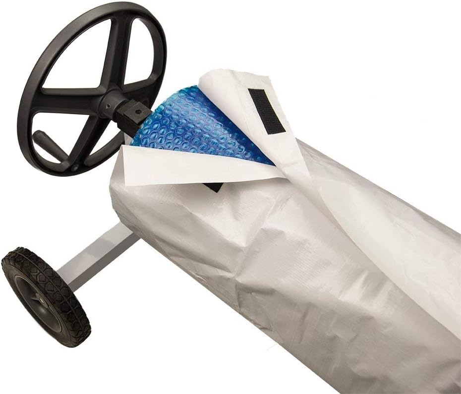 HPI Swimming Pool Solar Blanket Reel Cover for Pools up to 24' Wide | for Above Ground and Inground Pools