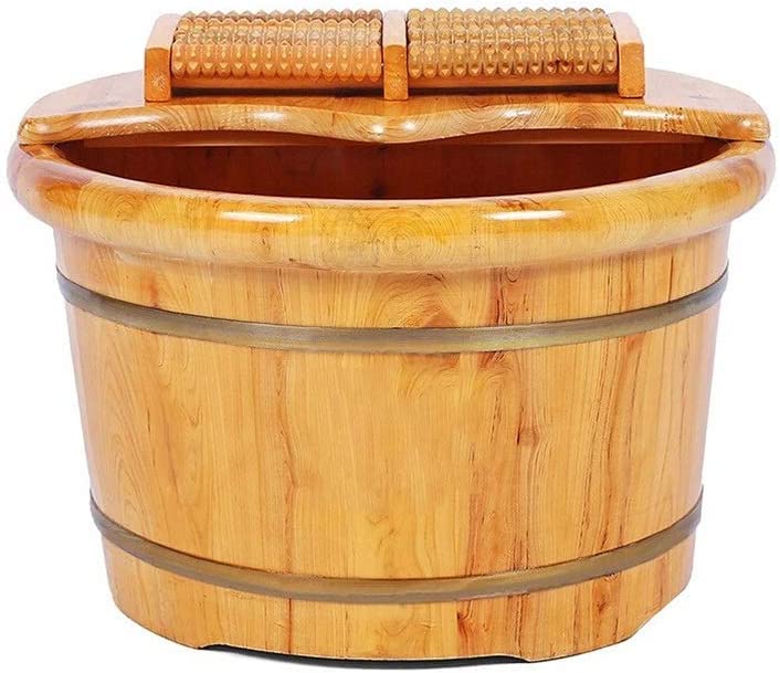 Balde artesanal para spa y baño de pies de madera